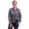 Cinch Women's Grey Solid Button-Up Shirt