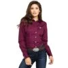 Cinch Women's Burgundy Solid Button-Up Shirt