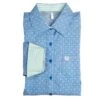 Cinch Women's Blue And White Gingham With Green Dot Print Button Down Western Shirt