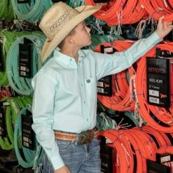 Boy's Cinch Light Blue Solid Buttondown Shirt