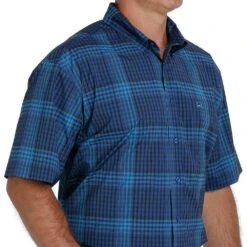 Cinch Men's Arena Flex Blue Plaid Shirt
