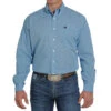 Cinch Men's Blue Printed Long Sleeve Buttondown