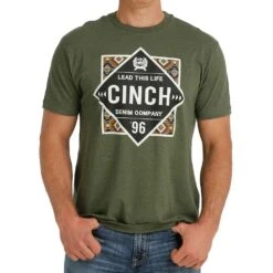 Cinch Men's Heather Green Aztec Graphic T-Shirt
