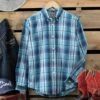 Boys Cinch Navy, Turquoise & Blue Plaid Button Down Shirt