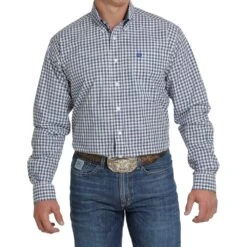 Cinch Men's Blue And White Plaid Shirt
