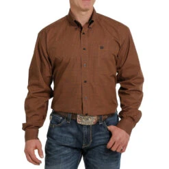 Cinch Men's Rust Print Shirt