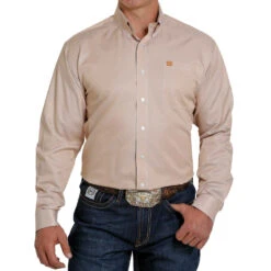 Cinch Men's Tan Stripe Tencel Shirt