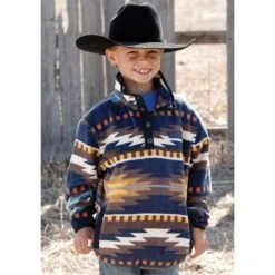 Cinch Boys Blue & Rust Aztec Pullover