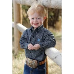 Cinch Toddler Boys Black Print Button Down Shirt