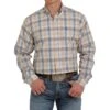 Cinch Men's White And Gold Plaid Buttondown