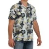 Cinch Men's Camp Aloha Blue Hawaiian Printed Short Sleeve Buttondown