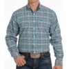 Cinch Men's Navy & Teal Plaid Long Sleeve Buttondown