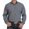 Cinch Men's Navy Geo Printed Long Sleeve Buttondown