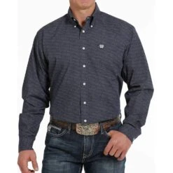 Cinch Men's Navy Print Buttondown