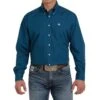 Cinch Men's Teal Tonal Print Long Sleeve Buttondown