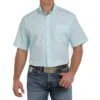 Cinch Men's Light Blue Print Short Sleeve Buttondown