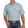 Cinch Men's ArenaFlex Blue Printed Short Sleeve Shirt