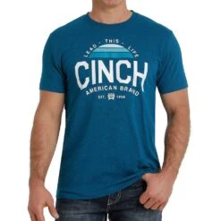 Cinch Men's Lead This Life Teal And White Graphic Tee