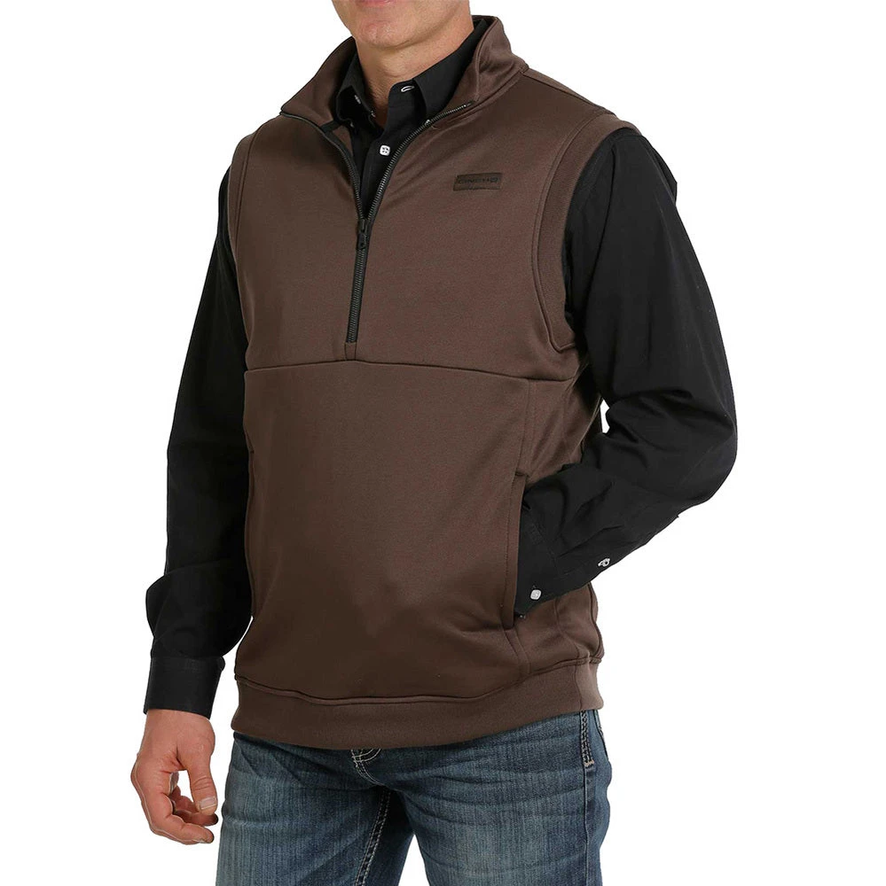 Cinch Men's 1/2 Zip Brown Pullover Fleece Vest 1 Cinch Men's 1/2 Zip Brown Pullover Fleece Vest