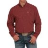 Cinch Men's Burgundy Geometric Print Long Sleeve Button Down