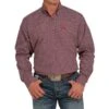 Cinch Men's Burgundy Geometric Long Sleeve Button-Down Shirt