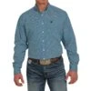 Cinch Men's Blue And Navy Printed Long Sleeve Button Down