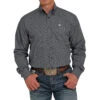 Cinch Men's Black And White Printed Long Sleeve Button Down
