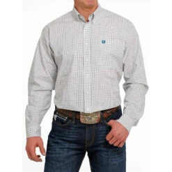 Cinch Men's White And Grey Plaid Button-Down Western Shirt