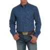 Cinch Men's Navy And Blue Geometric Print Button-Down Shirt