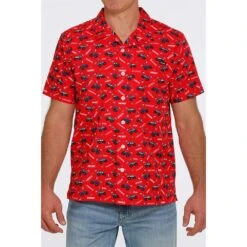 Cinch Men's Patriot Truck Print Short Sleeve Camp Shirt