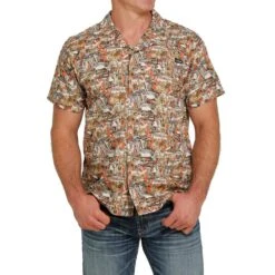 Cinch Men's Western Graphic Short Sleeve Button-Down