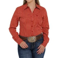 Cinch Women's Striped Print Button-Down