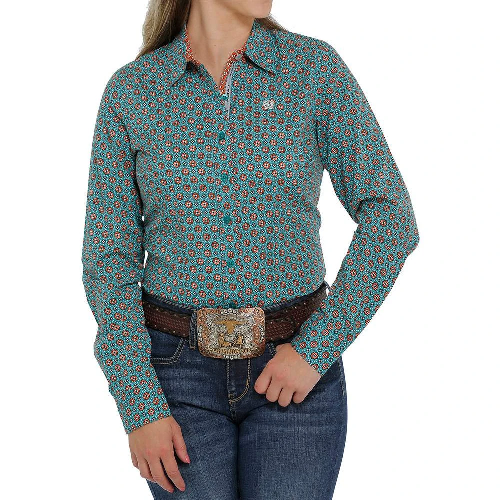 Cinch Women's Green Printed Button Down 1 Cinch Women's Green Printed Button Down