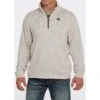 Cinch Men's Cream Quarter Zip Sweater Knit Pullover