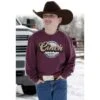 Cinch Boy's Long Sleeve Burgundy Tee