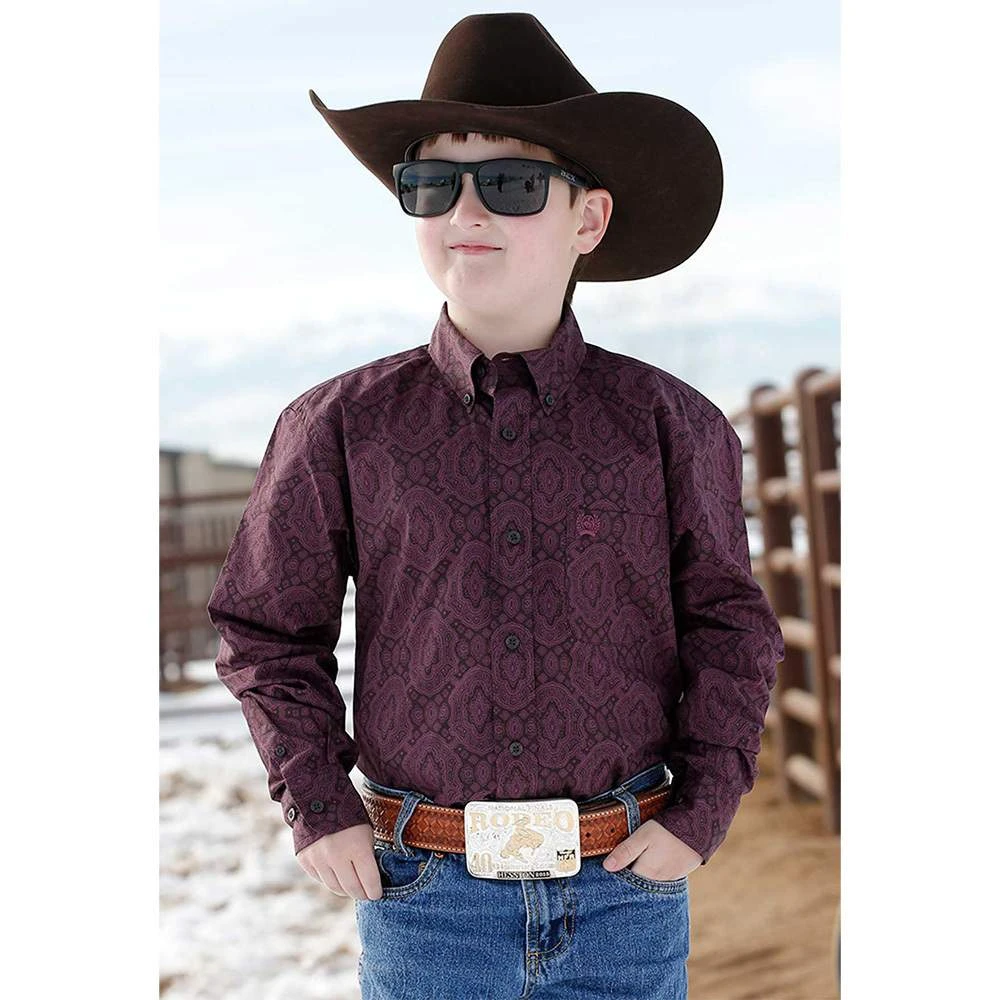 Cinch Boy's Plum Button-Down Western Shirt 1 Cinch Boy's Plum Button-Down Western Shirt