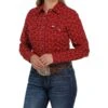 Cinch Women's Red Printed Snap Shirt