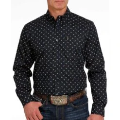Cinch Men's Black Long Sleeve Button Down Shirt
