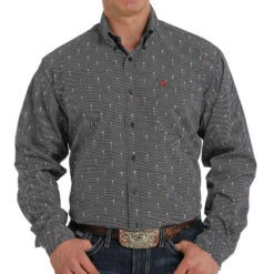 Cinch Men's Black/White Print Button-Down