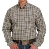 Cinch Men's Khaki/Blue Plaid Button-Down Shirt