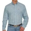 Cinch Men's Light Blue Geometric Print Long Sleeve Button Down