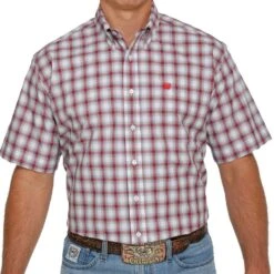 Cinch Men's Plaid Short Sleeve Button Down