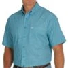 Cinch Men's Blue Geometric Short Sleeve Arenaflex Button Down
