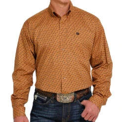 Cinch Men's Golden Print Long Sleeve Button Down