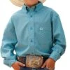Cinch Boys Light Blue Printed Button Down