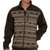 Cinch Men's Brown Logo Embroidered Color Block Aztec Jacket