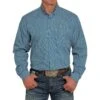 Cinch Men's Blue Printed Long Sleeve Button Down