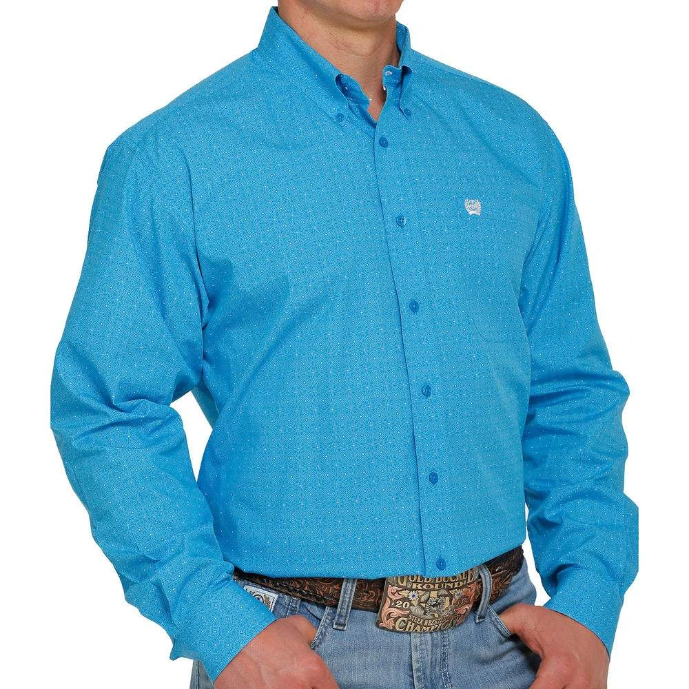 Cinch Men's Blue And White Printed Button-Down 1 Cinch Men's Blue And White Printed Button-Down