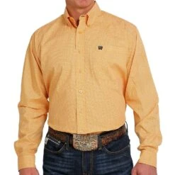 Cinch Men's Yellow Print Button-Down