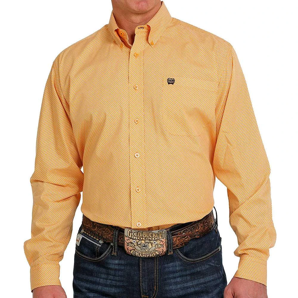 Cinch Men's Yellow Print Button-Down 1 Cinch Men's Yellow Print Button-Down